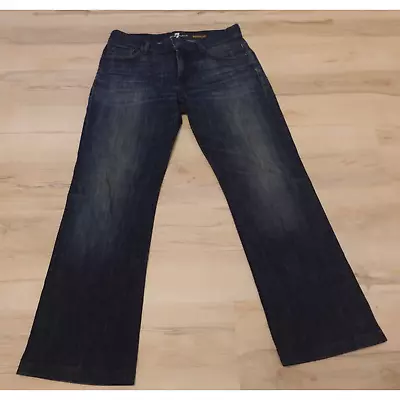 7 For All Mankind Women 31 Jeans Bootcut Blue Dark Wash Whiskered Midrise • $34.99