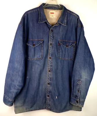 $29.95 • Buy Levi's Sherpa Fleece Lined Shirt Jacket Mens Size XXL Blue Jean Cowboy