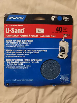  Norton U-Sand 6 Inch 40 Grit Hook & Loop Discs (4pk) • $8
