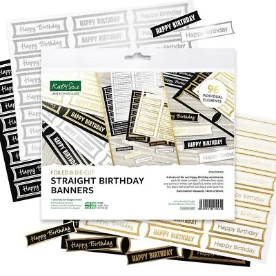 Katy Sue Designs - Foiled & Die Cut Birthday Banners - Pk Of 4 - Card Making • £7.95