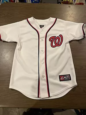 $15.99 • Buy White Majestic Washington Nationals Bryce Harper Jersey Youth Boys Medium