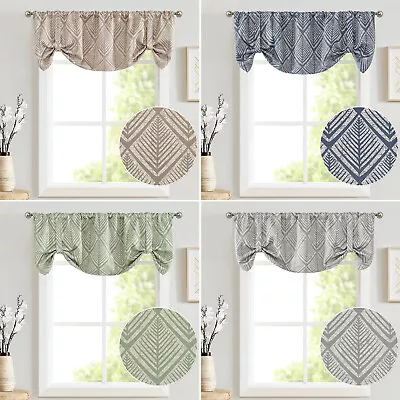 Tie Up Valance Curtain Geometric Print Valance Vintage Blackout Curtain • $20.69