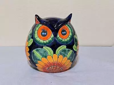 Ceramic Owl Mexican Flower Pot Colorful Owl Gifts Talavera Pottery • $67.83