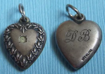 Vintage Fleur De Lis Puffy Heart Missing Stone  DB  Sterling Charm • $24.99