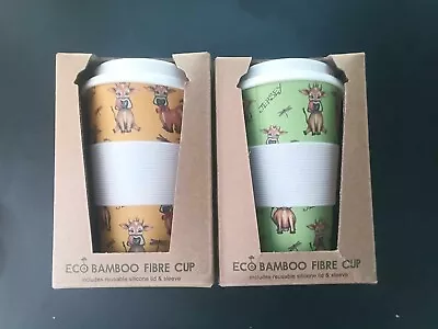 Jersey Cow Eco Cup 14oz/400ml Re-useable Organic Bamboo Fibre Green Or Yellow • £12