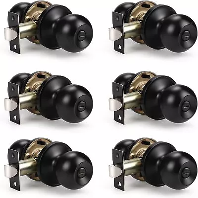 6Pack Interior Privacy Door Knobs With Lock Handles Bathroom Bedroom Matte Black • $39.99