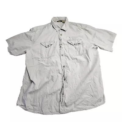 Cabela's Shirt Mens 2XLT Tan Canvas Bottom Up Short Sleeve Cotton Pockets • $15.95
