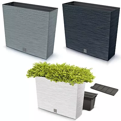 Tall Trough Planter Flower Pot With Insert 2 Sizes Garden Patio Indoor Outdoor • £30.30