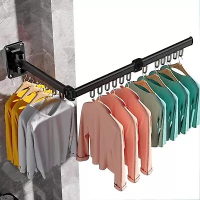 Clothes Drying Rack Wall Mounted Foldable Dryer Line Airer In/Outdoor 118.5CM • £16.99