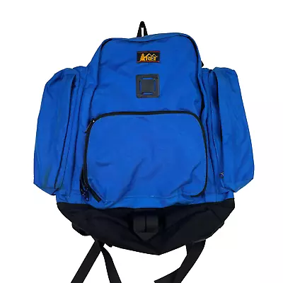 Vintage 90s REI Canvas Blue Back Pack Hiking Daypack Padded School Bag • $75