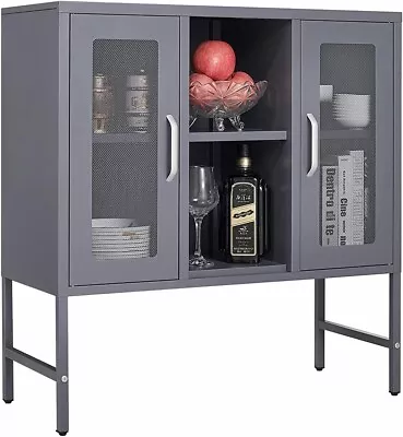 Metal Storage Cabinet With Mesh Doors Steel Storage Locker With Shelf For Home • $149.99