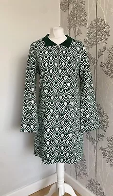 Nobody's Child Flared Jacquard Collared Mini Dress Retro Size 14 Uk 70s Insp  • £24.99