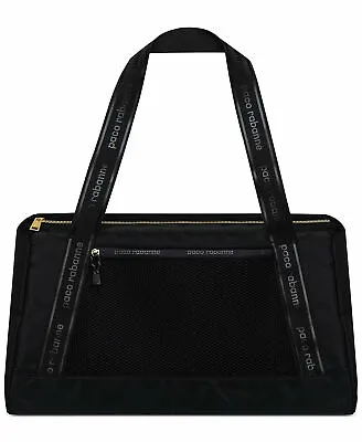 PACO RABANNE DUFFLE Carry-On WEEKEND Gym BAG Front MESH POCKET Black Travel NEW • $14.94