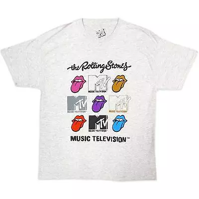 MTV Unisex T-Shirt: Rolling Stones Logo Grids (Back Print) OFFICIAL NEW  • £21.20