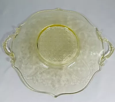 Vintage Lancaster Yellow Elegant Depression Glass Handled Cake Plate • $14.99