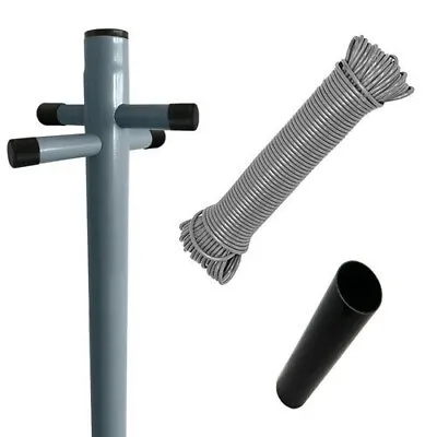 2.4m Galvanise Washing Clothes Post Pole PVC Laundry Line Dryer Socket Heavy 30m • £27.98