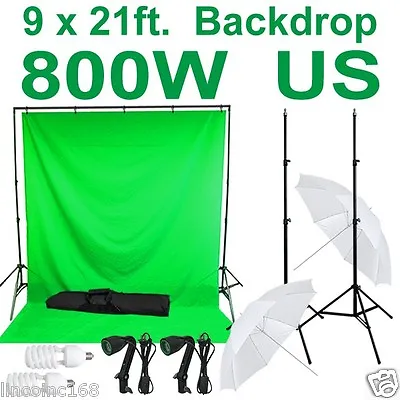 Linco Studio Chromakey Green Muslin Backdrop Kit Screen Light CK415 • $350