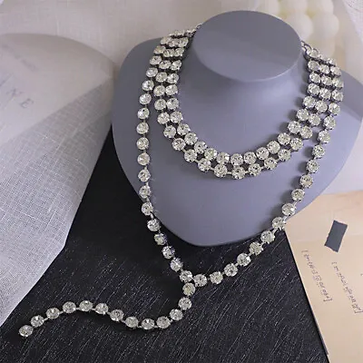 $12.57 • Buy Long Choker Necklace Wedding Jewelry For Women Luxury Rhinestone Choker Tassel