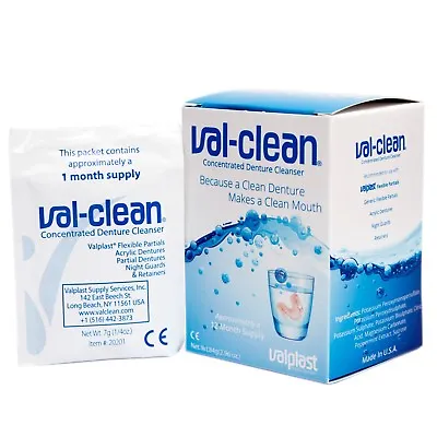 Val-Clean Concentrated Flexible Denture Cleaner ~ Box 12 Sachets Valplast 1 Year • £35.50
