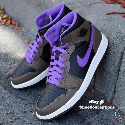 Nike Air Jordan 1 Mid  Purple Mocha  Wild Berry DQ8426-215 Mens Shoes Multi Size • $107.54