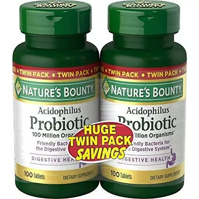 Nature’s Bounty Acidophilus Probiotic Twin Pack 200 Tablets - Exp: 01/2025 • $16.48