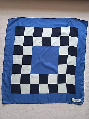 Yves Saint Laurent YSL Large Blue White Black Check Silk Square Scarf • £30