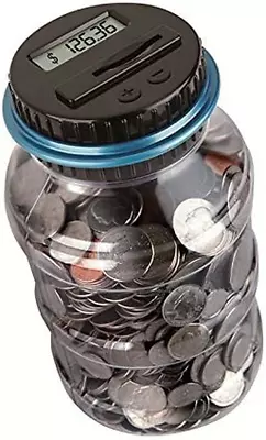 Coin Piggy Bank Saving Jar With LCD Display Large Capacity For All US Coins Blue • $14.19