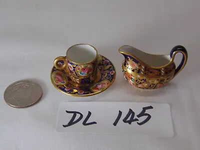 Antique Royal Crown Derby Miniature Fine China Creamer Cup &  Plate • $39.99