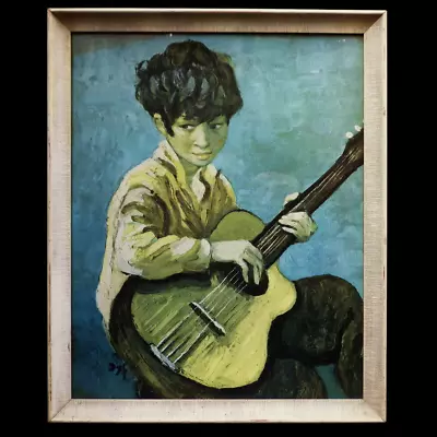 MARCEL DYF Original 1960s Print Of Gypsy Boy Playing Guitar ORIGINAL FRAME • $56