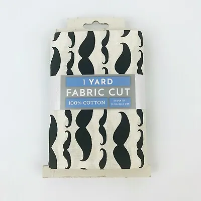 David Textiles 1 Yard Fabric Cut 100% Cotton 36  X 44  - Mustache • $7.95