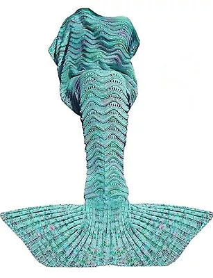 Knit Mermaid Tail Blsnket For Adult Or Child • £15.42