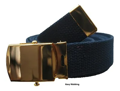 Military Style Web Belt 1-1/4 X54  Long With Brass Buckle Choose Web Color • $12.99