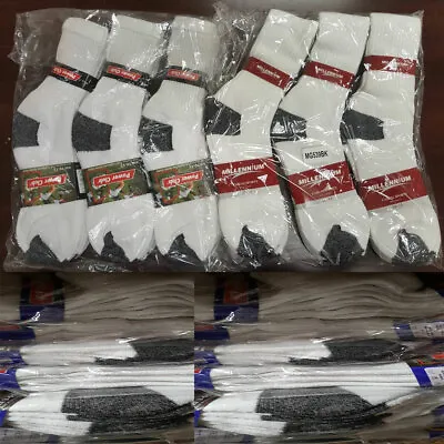 Wholesale Bulk Lots Men's White/Black Sports Casual Cotton Crew Socks Xmas Gift • $11.41