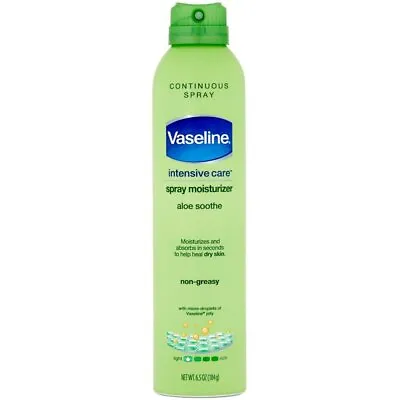 Vaseline Spray And Go Moisturizer Aloe Soothe Spray Fast Absorbing 6.5 Oz • $13.58