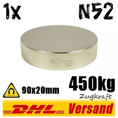 £88.45 • Buy Neodymium Magnet 90x20mm 450kg Tensile Force N52 - Large Strong High Performance Magnet