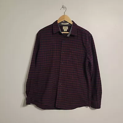 LL Bean Plaid Flannel Shirt Blue Red Mens Size Large Long Sleeve Button  • $14