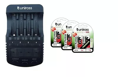 UNiROSS ULTIMATE INTELLIGENT SMART Charger AA AAA+ 12 X AA Hybrio 2400 Bats • £46.24