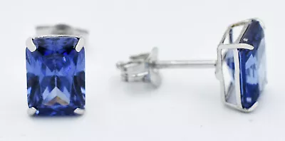 TANZANITE 2.24 Cts STUD EARRINGS 14K WHITE GOLD -  Made In USA - NEW WITH TAG • $5.50