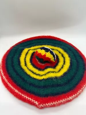 Vintage 100% Wool Scottish Hat Tartan Green Red Yellow Buthanan Tam Cap 1576 • $28.49