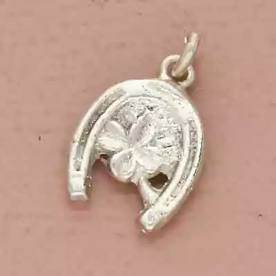 Vintage Sterling Silver Lucky Clover & Horseshoe Charm • $32