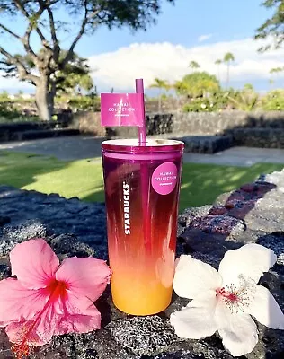 HAWAII EXCLUSIVE! Starbucks Sunset Pink And Orange Glass Ombré Tumbler Cup 18oz • $25.99