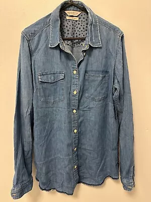 Maison Scotch Female Blue 100 % Cotton Denim Long Sleeve Shirt Size 3 / UK 12 • £1.99