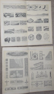 £1.99 • Buy A Pair Of Double Page Plates Illustrating Geology & Mining
