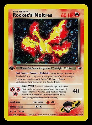 Pokemon Card - 1st Edition Rocket's Moltres Gym Heroes 12/132 Holo Rare  • $89.99