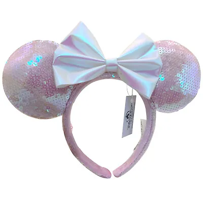DisneyParks Anniversary Minnie Mouse Bow Headband Ears Pink Sequins Ears New • $13.39