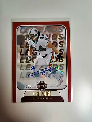 2021 Panini Legacy Zach Thomas Red Legends Auto Numbered 5/5 Miami Dolphins • $80