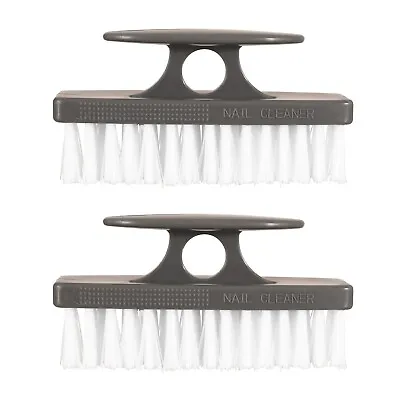 Superio 2P Heavy Duty Durable Grey Nail Brush Cleaner With Handle Stiff Bristles • $8.99