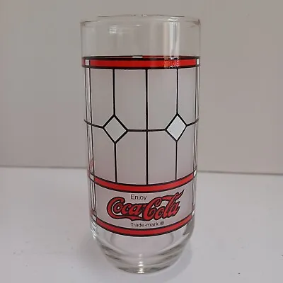 Vintage Coca-Cola Coke Frosted Stained Tiffany Style Drinking Glass Tumbler • $12.34