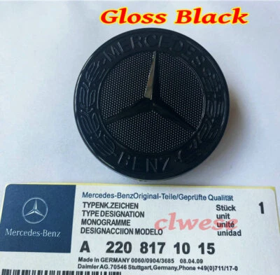 $18.99 • Buy Full Black Mercedes Benz 57mm Replacement Front Bonnet Emblem Sticker Badge C E