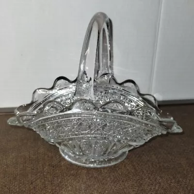 Vintage Crystal Clear Glass Bridal Basket • $40